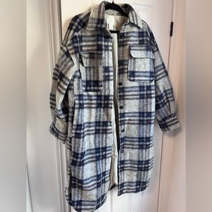 H&M Blue Plaid Shacket